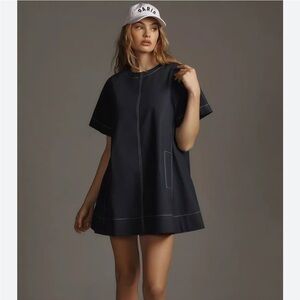 Maeve The Emmy Short Sleeve Mini Swing Dress. Wmns Small Navy Blue Boho Coastal